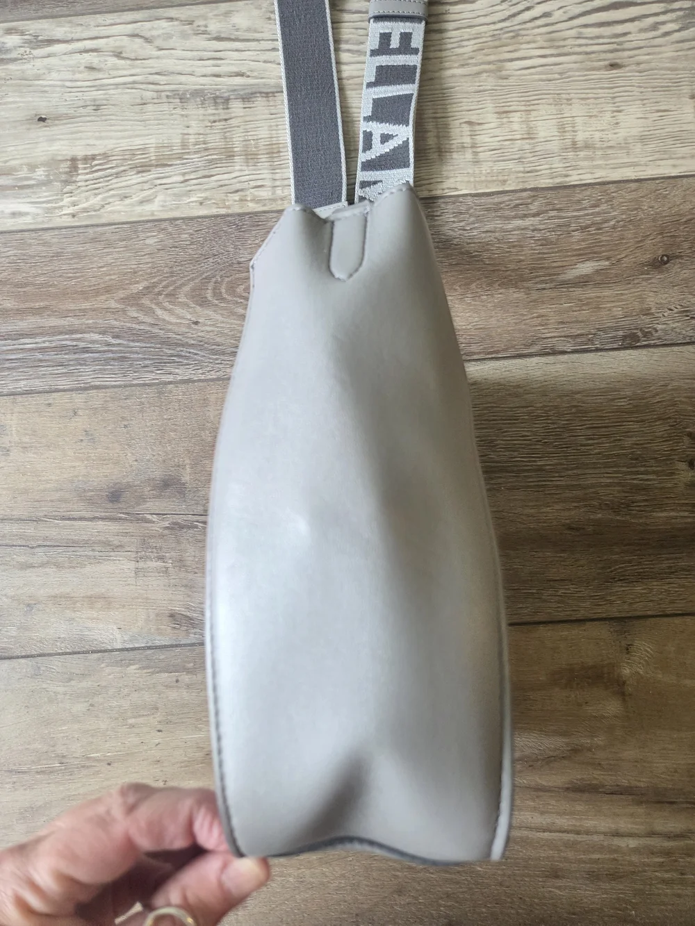 Stella McCartney Light Gray Perforated Logo Shoulder Bag with Branded Strap